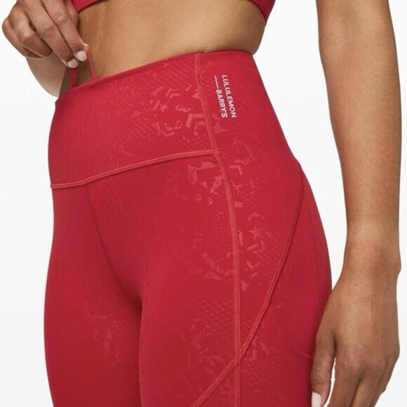 Lululemon Stronger as One Tight 28" *lululemon X Barrys Bootcamp Emboss Dark Red - Picture 4 of 13